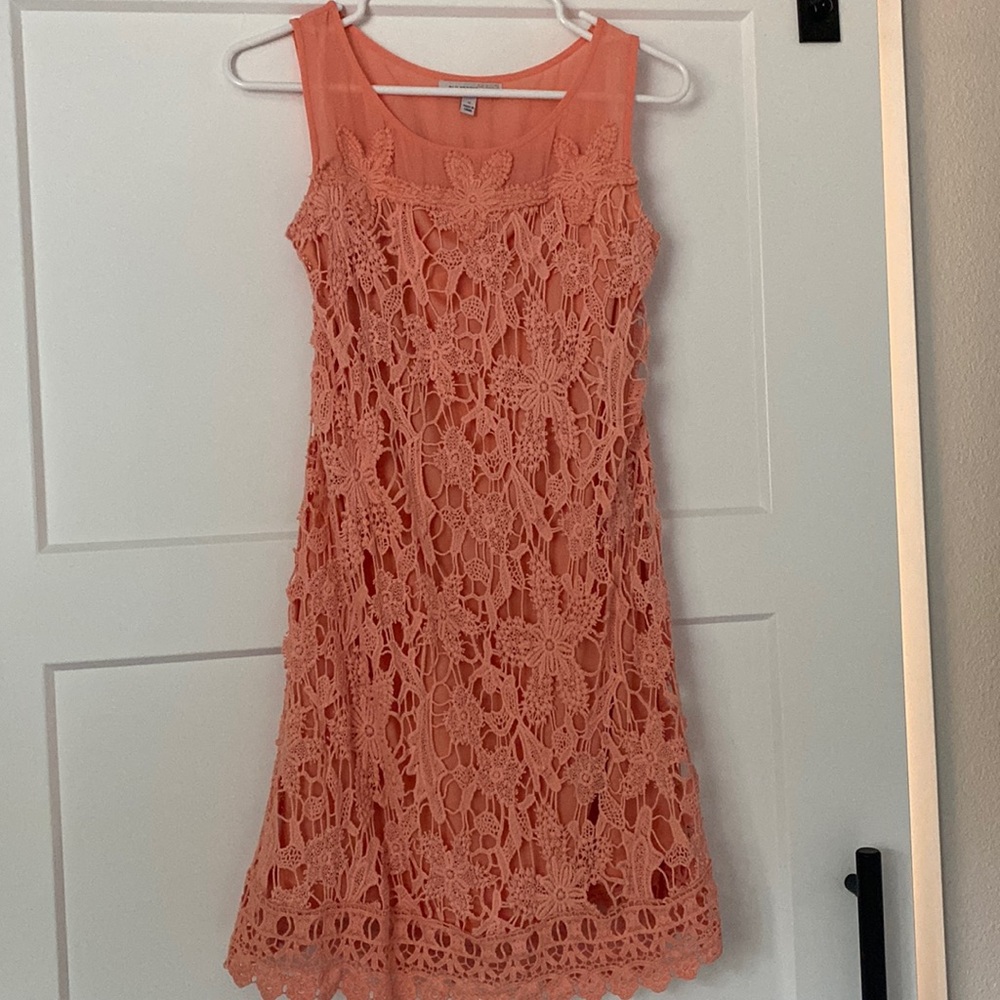 Blu Pepper vintage coral crocheted dress